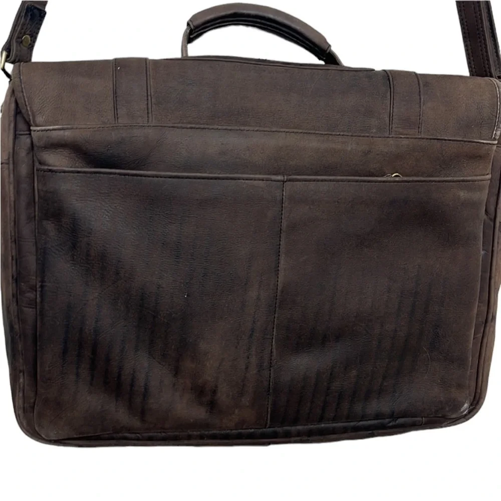 Frye Dark Brown Leather Briefcase Laptop Messenger Bag MARKS